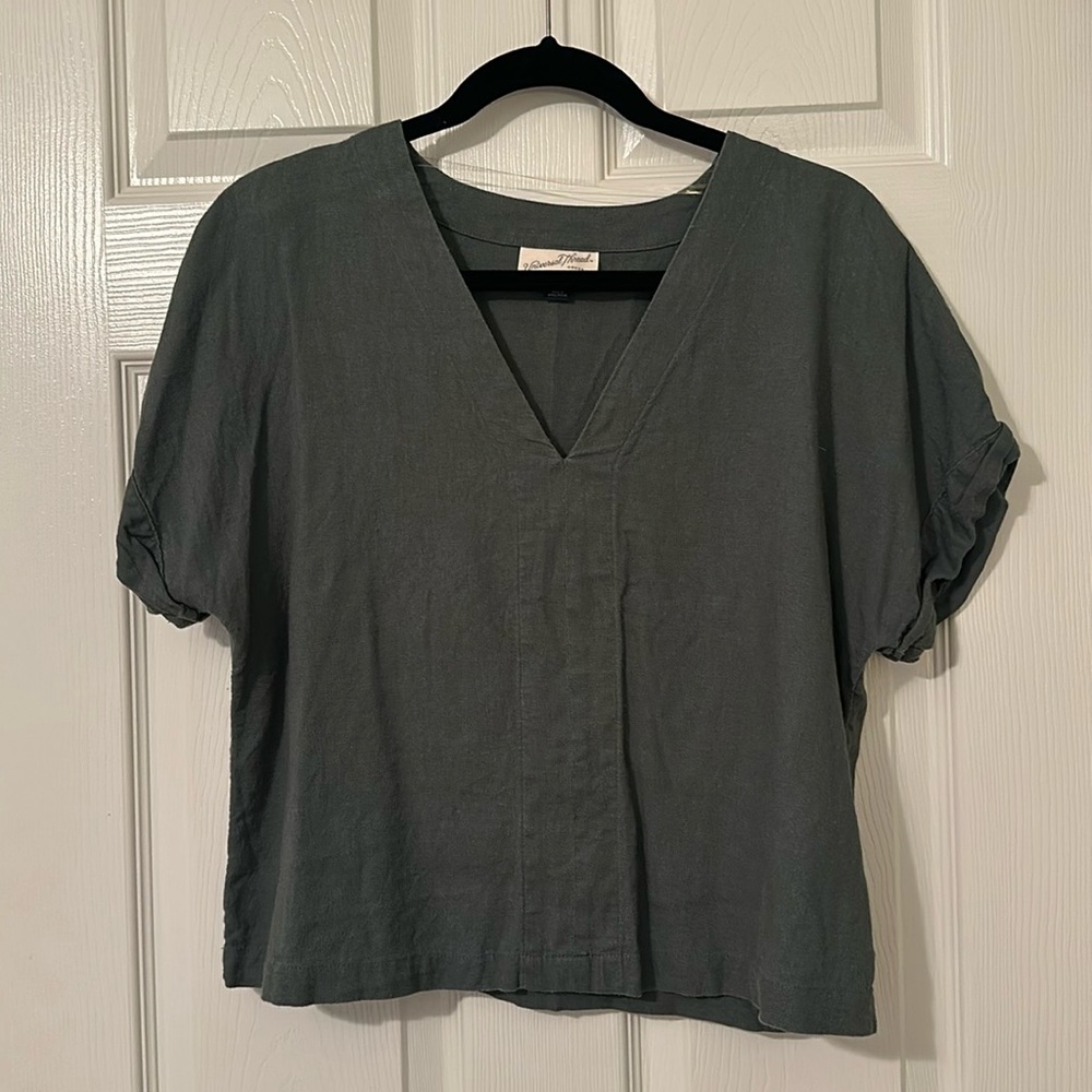 Olive green short sleeve blouse